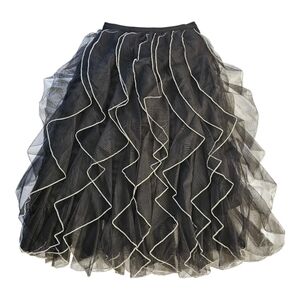 Elegant Black Ruffled A-Line Skirt